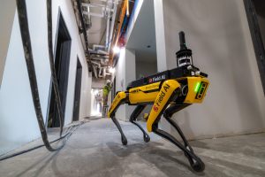 Robotics startup FieldAI robot at a construction site