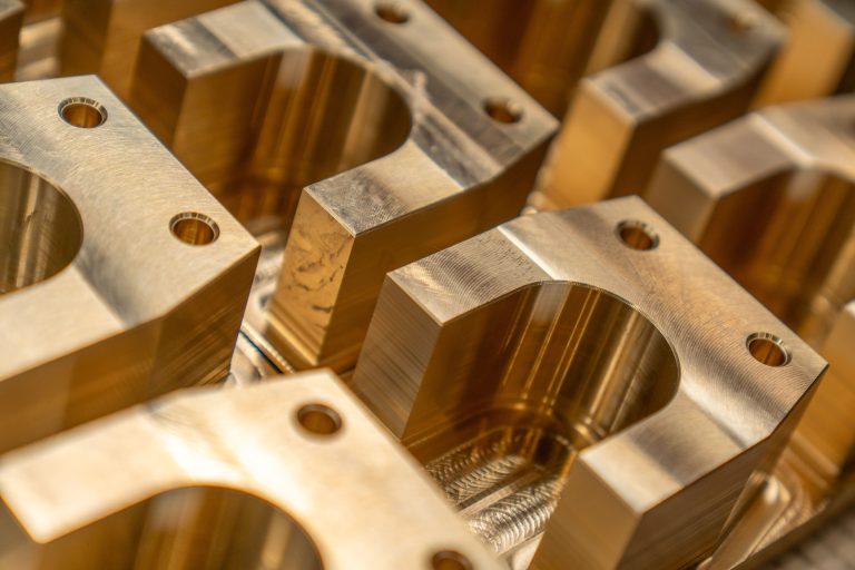Machined metal components in close-up